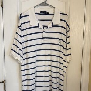 Polo by Ralph Lauren Men's Striped Polo Shirt - White and Navy